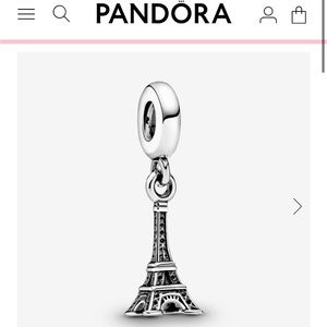Pandora Eiffel Tower sterling silver charm with black cord